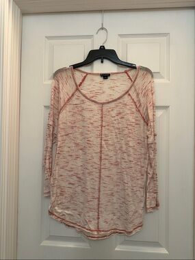 new directions Cream and Coral Knit Long Sleeve Top
